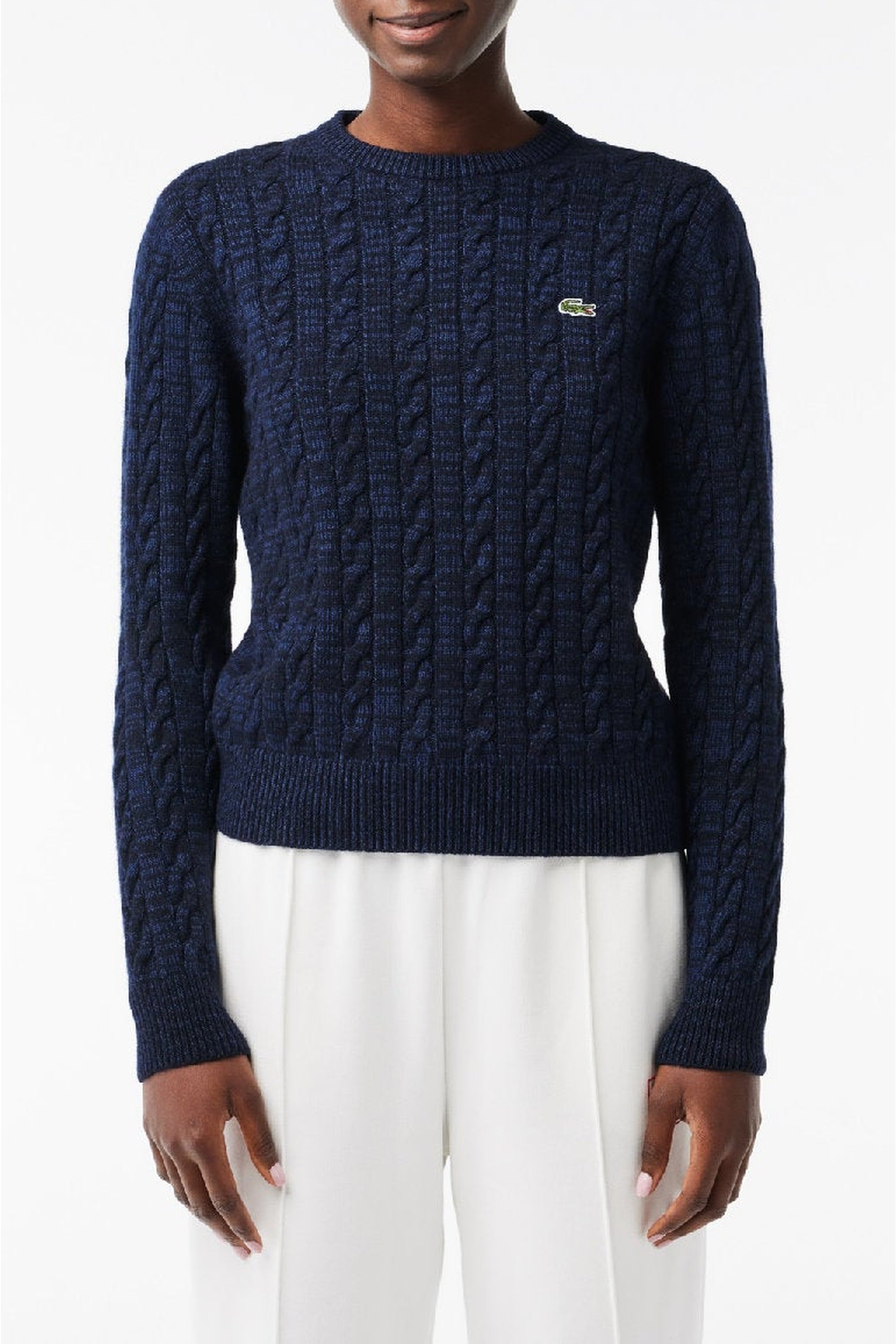 Pull torsadé en laine - Marine & Methylene