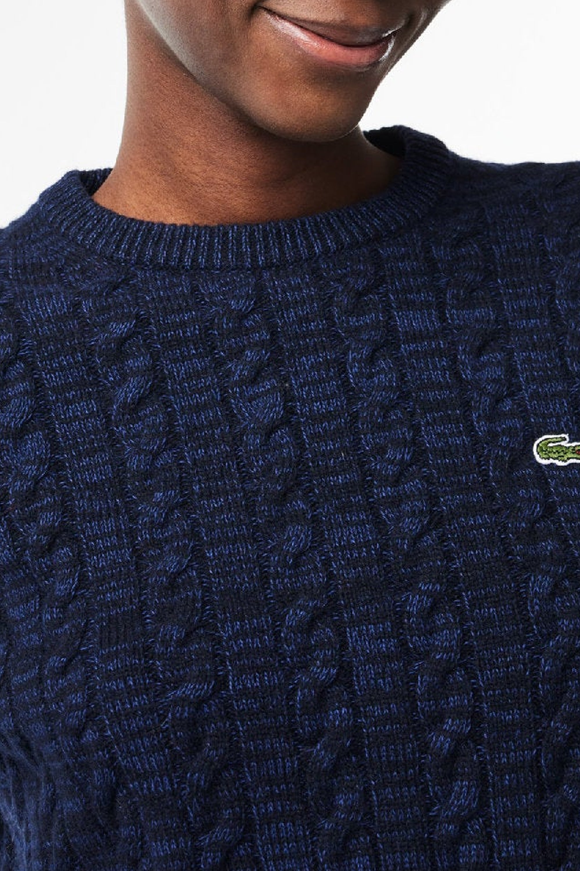 Pull torsadé en laine - Marine & Methylene