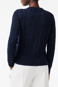 Pull torsadé en laine - Marine & Methylene