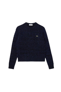 Pull torsadé en laine - Marine & Methylene