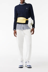 Pull torsadé en laine - Marine & Methylene