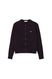 Cardigan torsadé boutonné en laine - Expresso & Marine