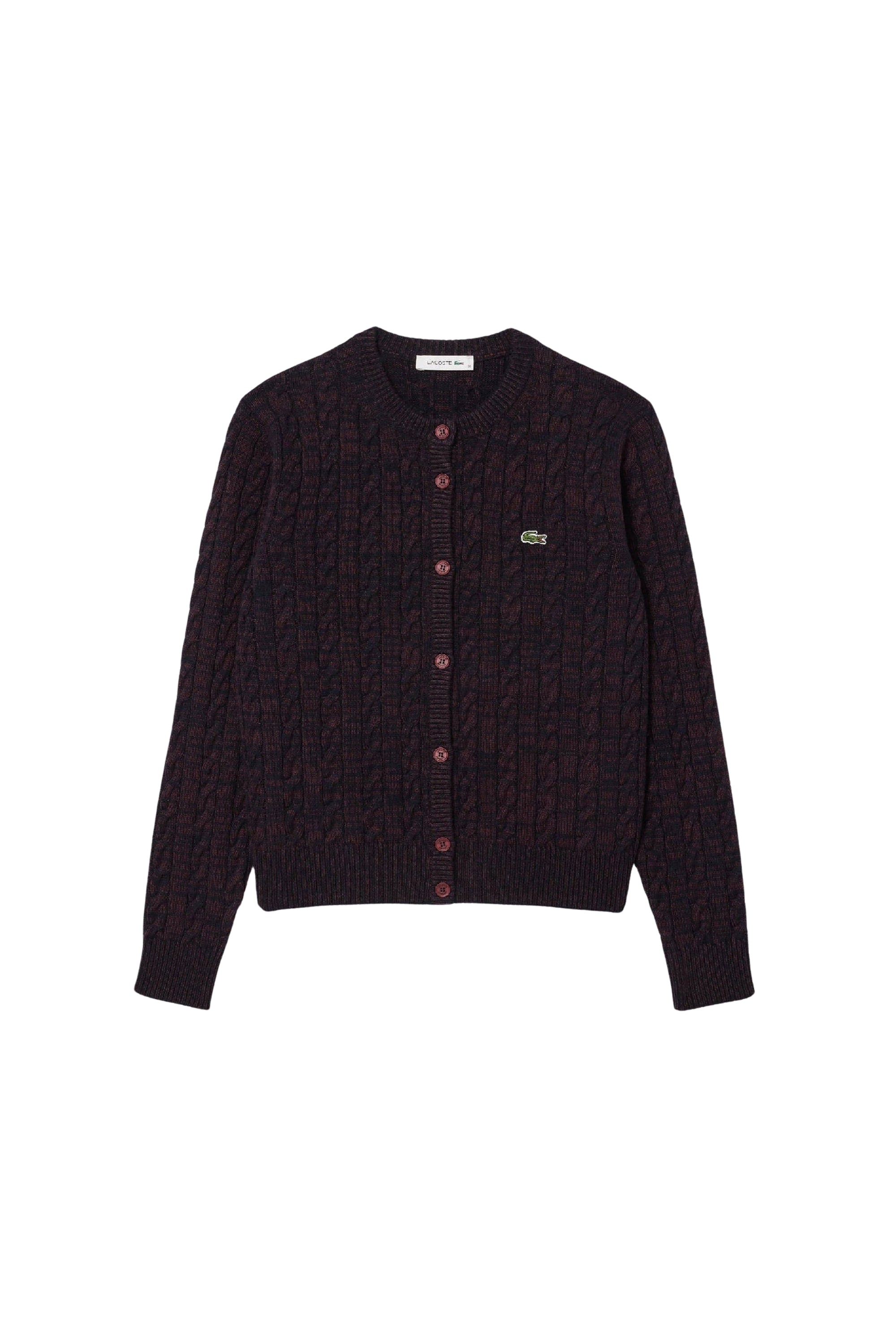 Cardigan torsadé boutonné en laine - Expresso & Marine