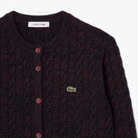 Cardigan torsadé boutonné en laine - Expresso & Marine