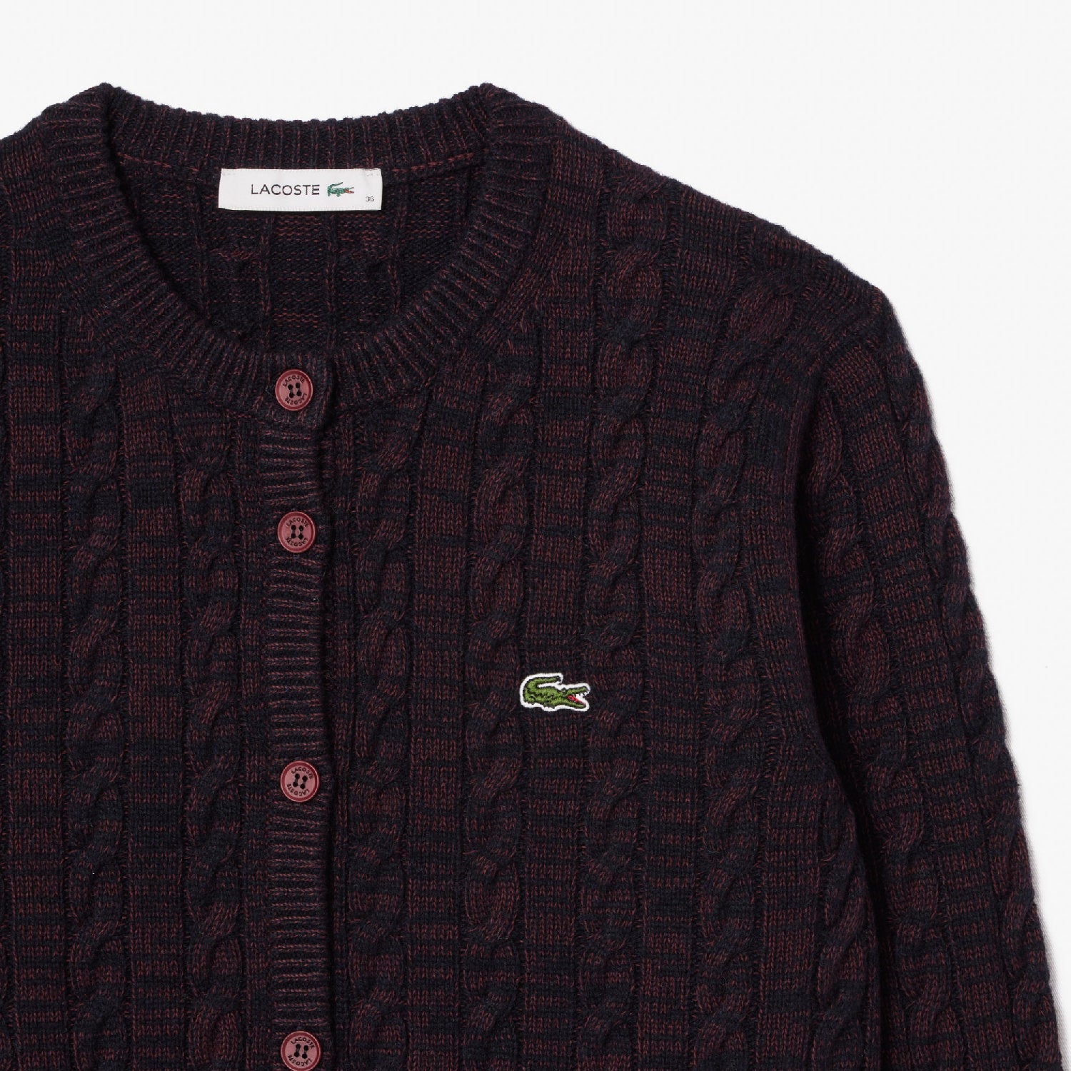 Cardigan torsadé boutonné en laine - Expresso & Marine
