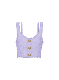 Top court en tweed à bretelles - Lilas clair