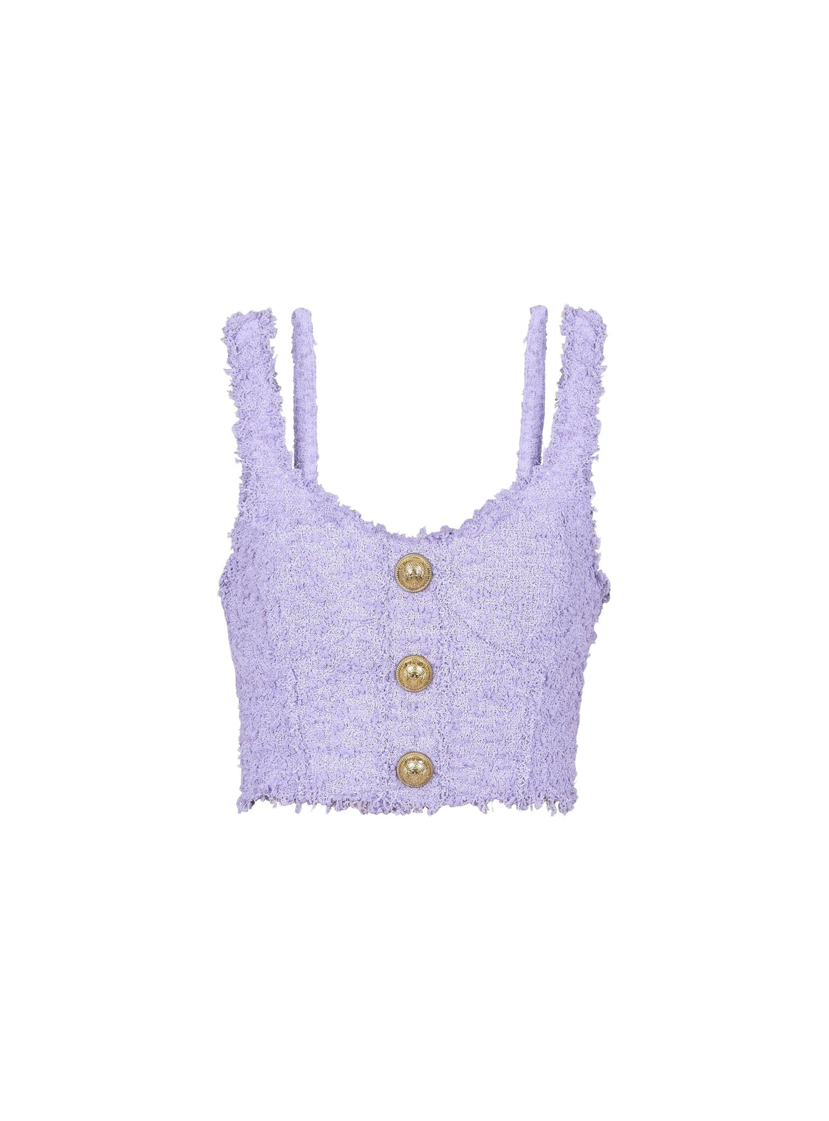 Top court en tweed à bretelles - Lilas clair