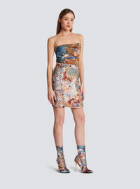 Jupe lacée en toile imprimée sky - Bleu & Multico
