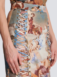Jupe lacée en toile imprimée sky - Bleu & Multico