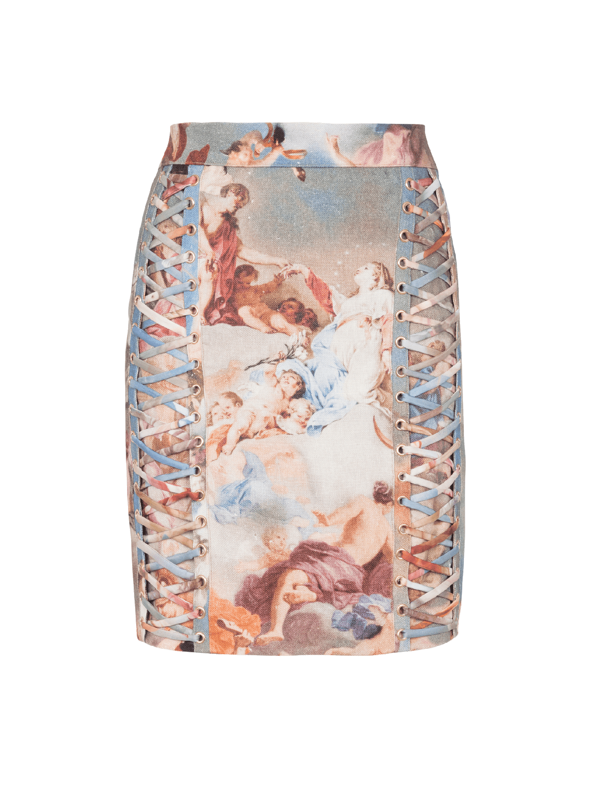Jupe lacée en toile imprimée sky - Bleu & Multico