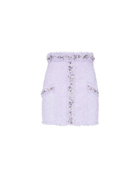 Tweed skirt with embroidered details - Light Lilac & Silver