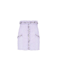 Jupe en tweed à détails brodés - Lilas clair & Argent