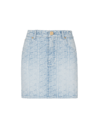 Jupe courte en denim à monogramme - Bleu Jean