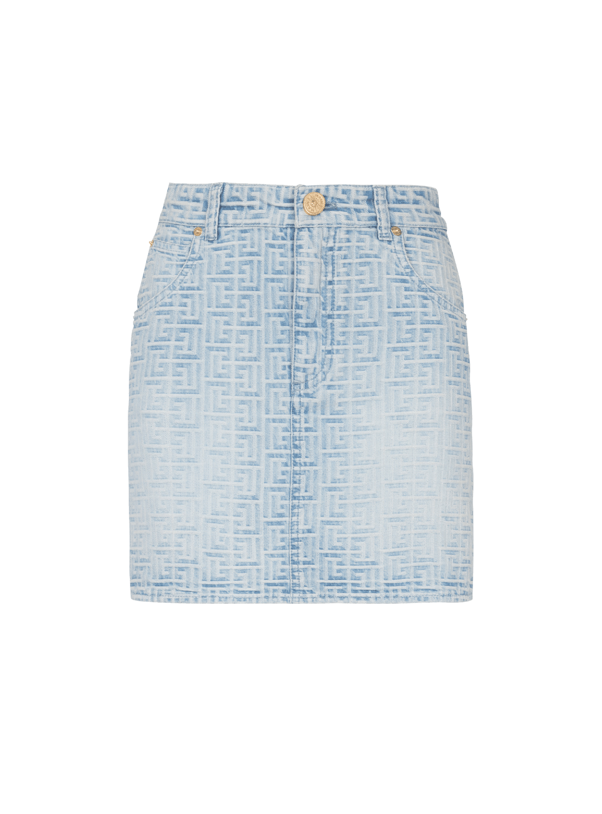 Jupe courte en denim à monogramme - Bleu Jean