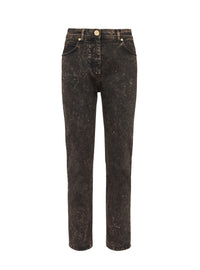 Jean droit en denim marbré - Noir & Taupe