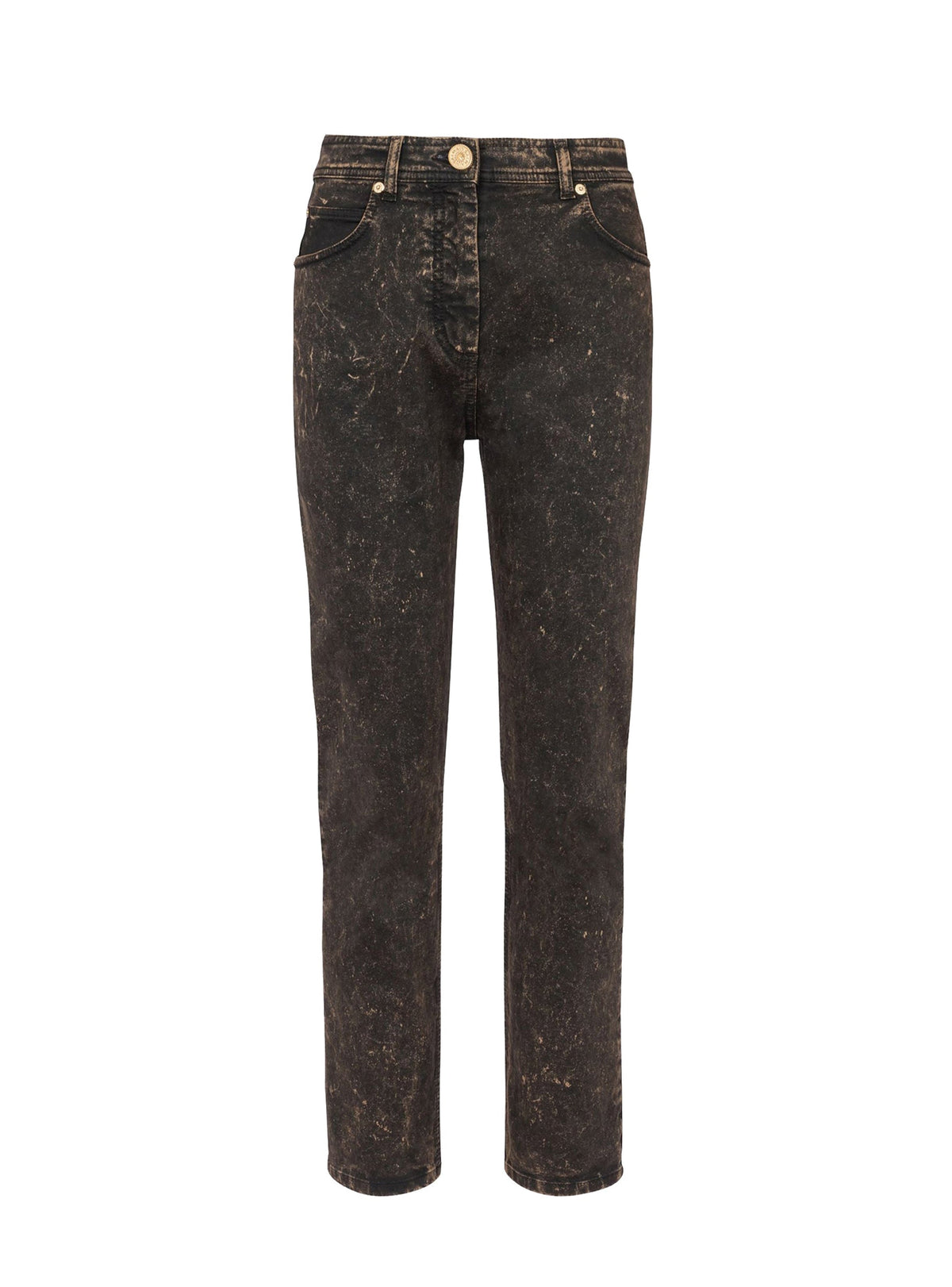 Jean droit en denim marbré - Noir & Taupe