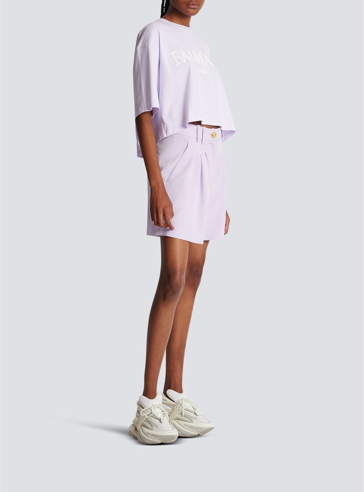 Short évasé en crêpe - Lilas clair