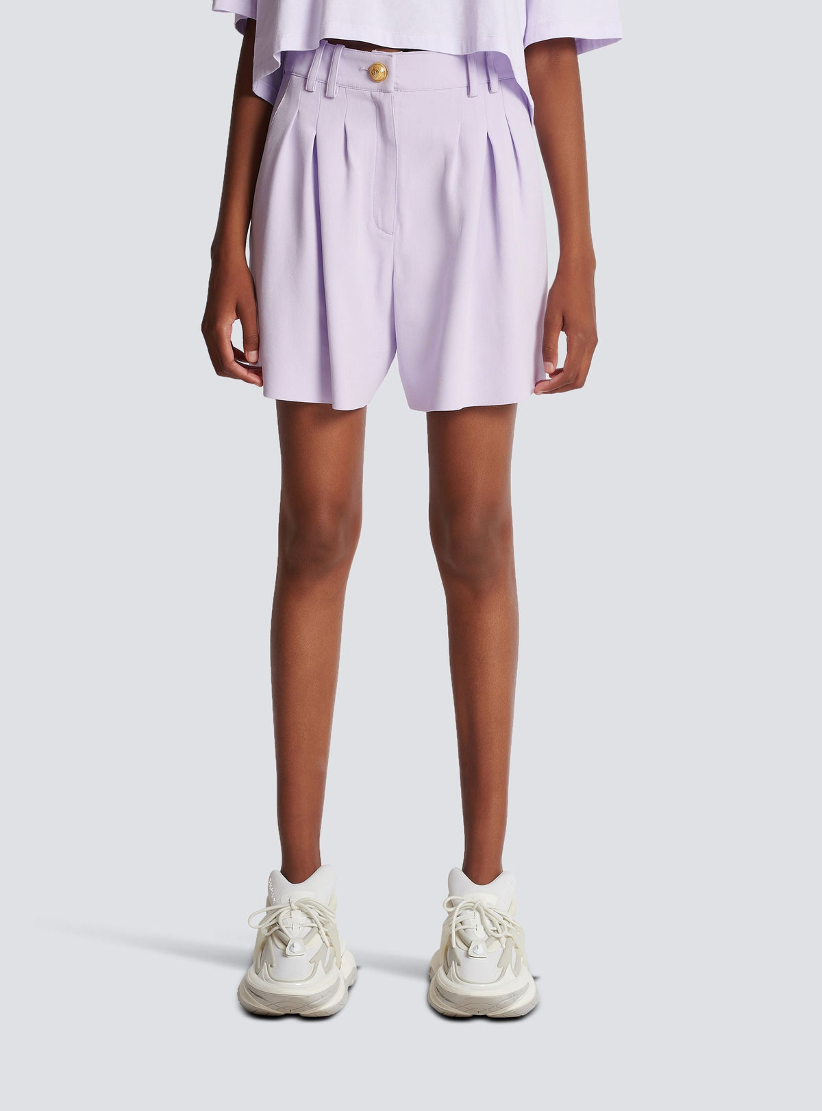 Short évasé en crêpe - Lilas clair