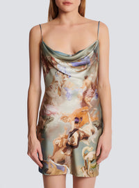 Robe nuisette en satin imprimé Sky - Bleu & Multicolore