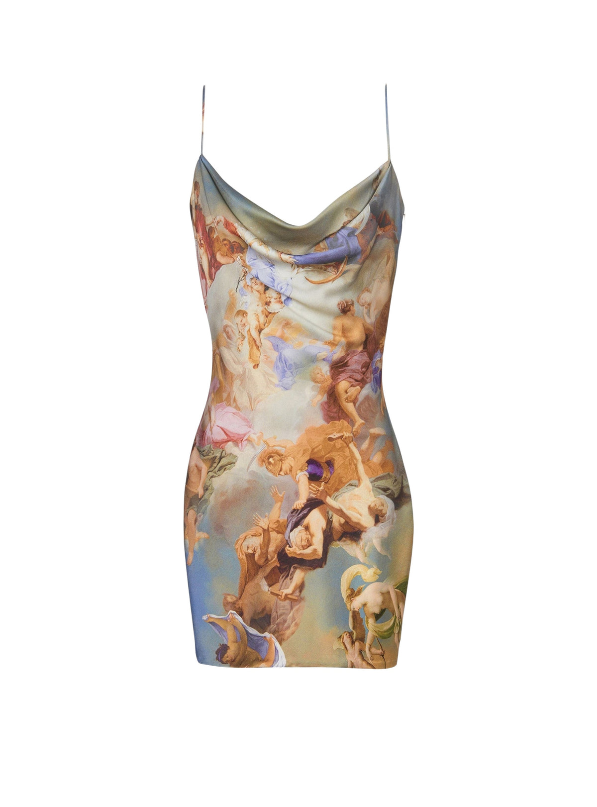 Robe courte imprimé Sky en satin - Bleu & Multicolore