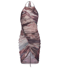 Robe courte en tulle drapé imprimé pastel - Multicolore Pastel