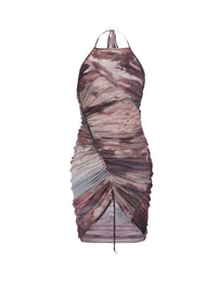 Robe courte drapée en tulle - Multicolore Pastel