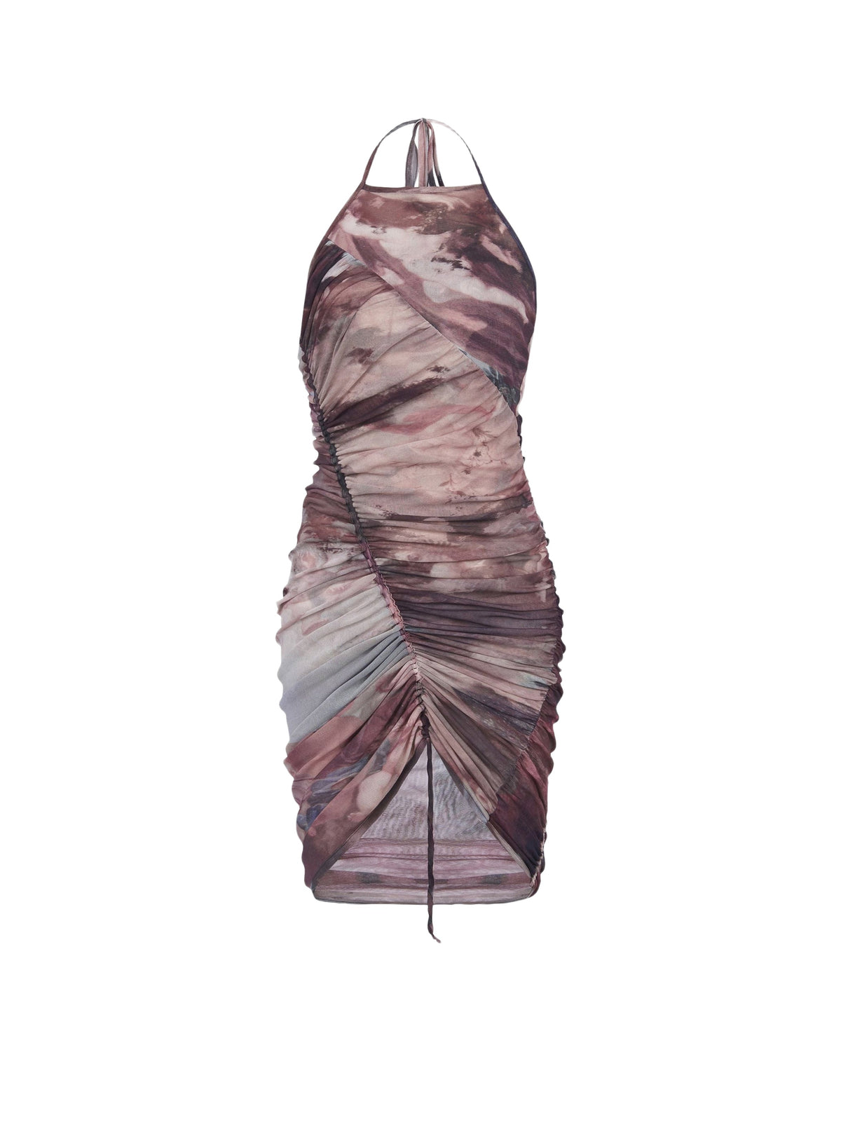 Robe courte en tulle drapé imprimé pastel - Multicolore Pastel