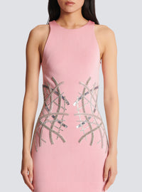 Robe courte en jersey brodé - Rose & Argent