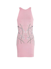 Short jersey dress - Pink & Silver