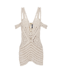 Robe courte en macramé ajouré - Naturel
