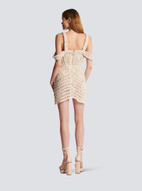 Robe courte en macramé ajouré - Naturel