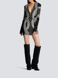 Embroidered short dress - Black & Silver