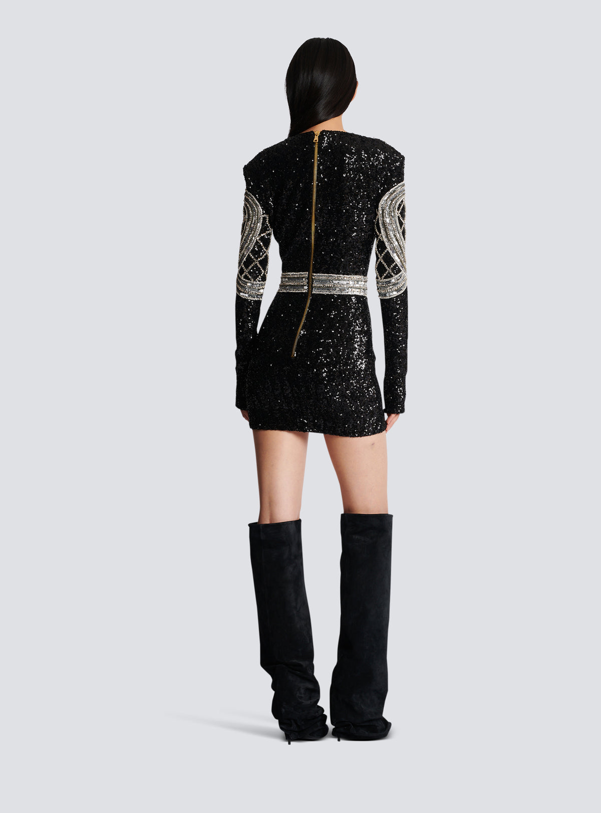 Robe courte brodée argenté - Noir & Argent