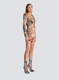 Robe portefeuille en jacquard monogramme imprimé Sky - Bleu & Multicolore