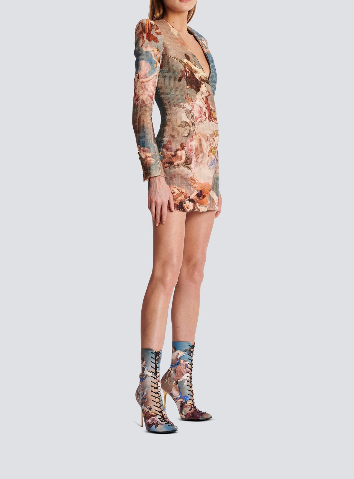 Sky print short wrap dress - Blue & Multicolor