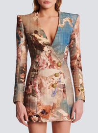 Robe portefeuille en jacquard monogramme imprimé Sky - Bleu & Multicolore