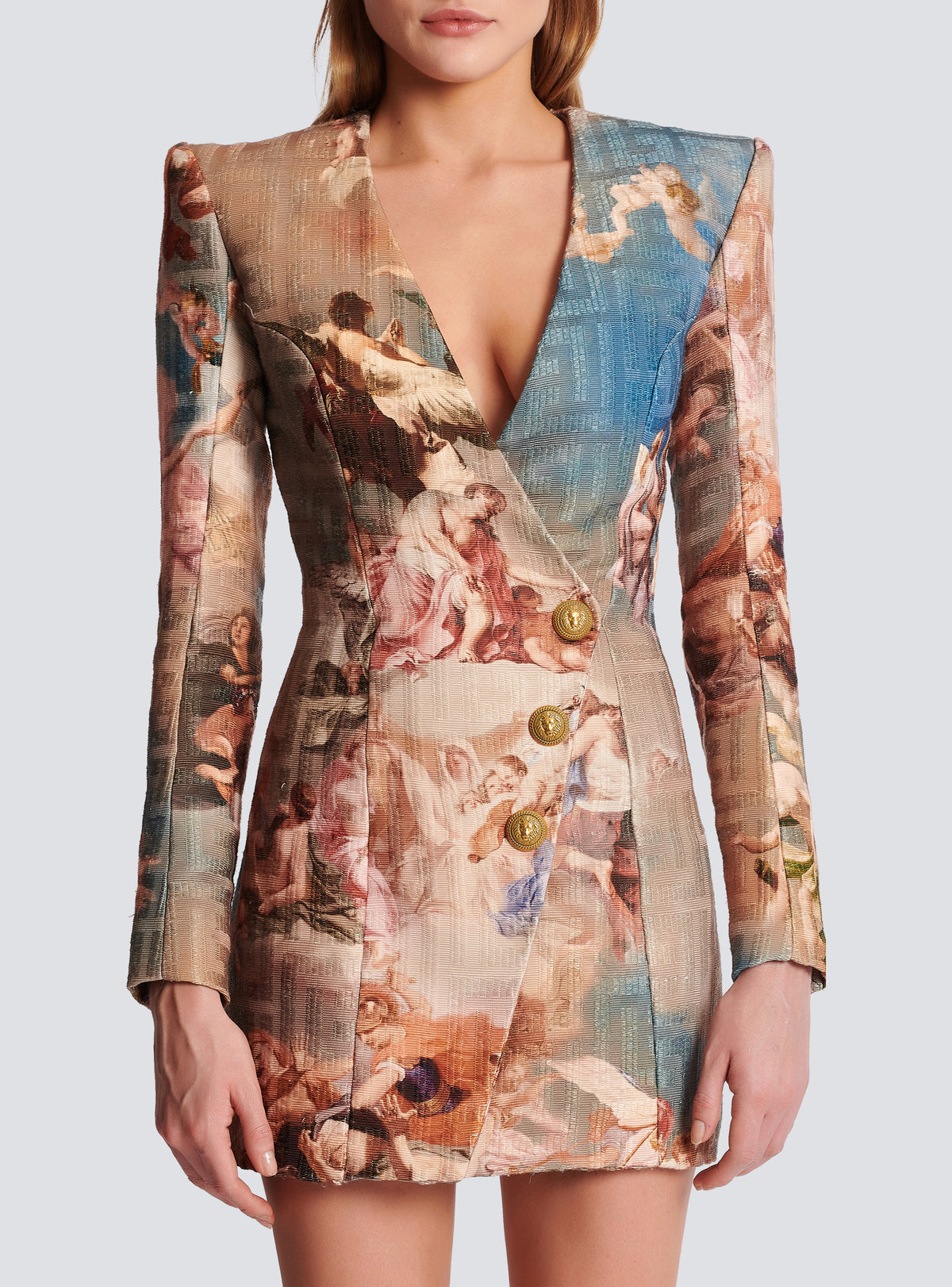 Robe portefeuille en jacquard monogramme imprimé Sky - Bleu & Multicolore