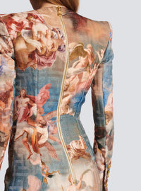 Robe portefeuille en jacquard monogramme imprimé Sky - Bleu & Multicolore