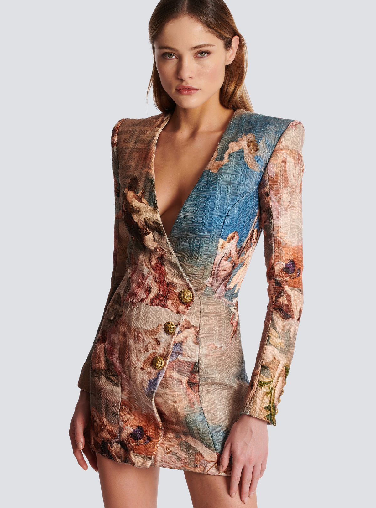 Robe portefeuille en jacquard monogramme imprimé Sky - Bleu & Multicolore
