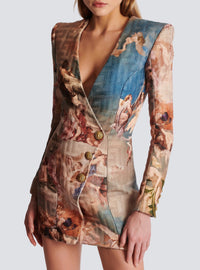 Sky print short wrap dress - Blue & Multicolor