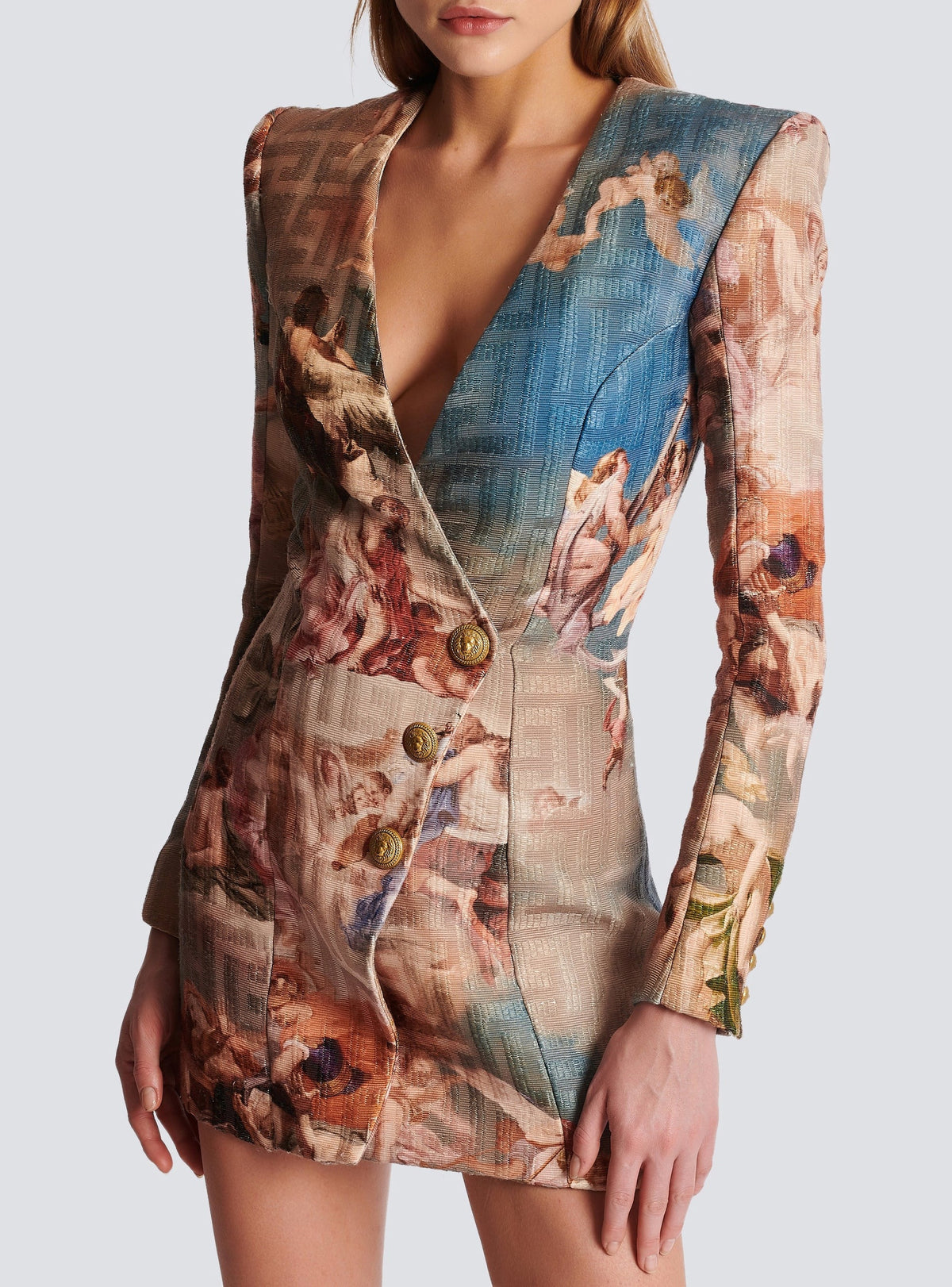 Sky print short wrap dress - Blue & Multicolor