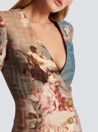 Sky print short wrap dress - Blue & Multicolor