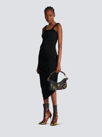 Robe longue en jersey drapé - Noir