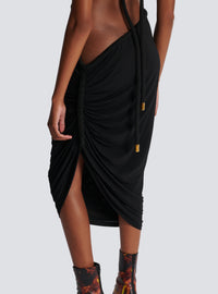 Robe longue en jersey drapé - Noir