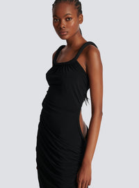Robe longue en jersey drapé - Noir