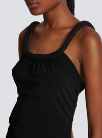Robe longue en jersey drapé - Noir