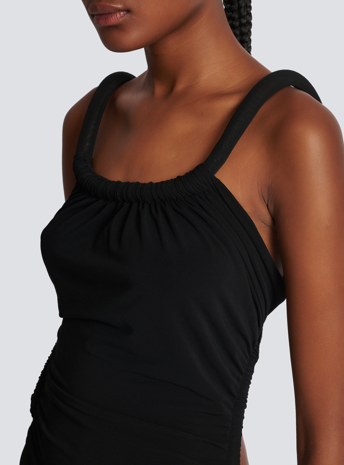Robe longue en jersey drapé - Noir