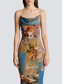 Robe longue imprimé Sky en soie - Bleu & Multicolore