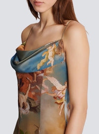 Robe longue imprimé Sky en soie - Bleu & Multicolore