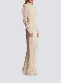 Robe longue en macramé ajouré - Naturel